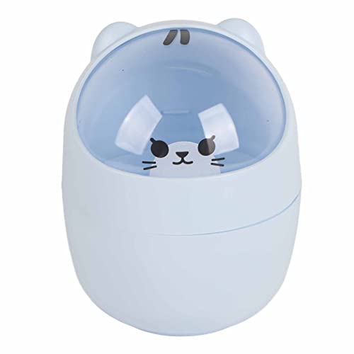 Tyenaza 15,5x11cm Mini -Desktop -Mülleimer, süßes Erscheinungsbild Großer Öffnungsschreibtisch Plastikmüll Dose abnehmbarer Abfallkorb mit Deckel (Blau) von Tyenaza
