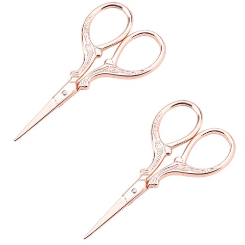 Tyenaza 2 Stücke Embroidery Scissors, Deko Schere, Bronze Schere Vintage, Nähschere Scharfe Spitze Edelstahl Vintage Europäische DIY Werkzeuge Schneiderschere für Stoffstickerei Handarbeiten(Bronze) von Tyenaza