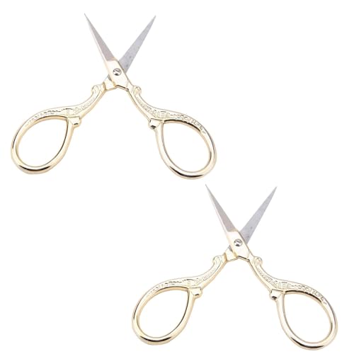 Tyenaza 2 Stücke Embroidery Scissors, Deko Schere, Gold Schere Vintage, Nähschere Scharfe Spitze Edelstahl Vintage Europäische DIY Werkzeuge Schneiderschere für Stoffstickerei Handarbeiten(Gold) von Tyenaza