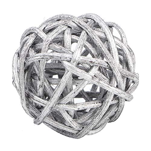 Tyenaza 20Pcs rattankugeln deko Natur Wicker Rattan Kugeln Tischschmuck Hochzeit für Wellensittiche Conures Ball Orbs Crafts DIY Zubehör(Weiß) von Tyenaza