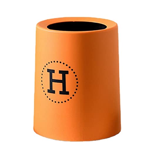 Tyenaza Dicker Mini-Mülleimer aus Kunststoff Mit Papierkorb – Deckel Oben Offen, Leicht Abzuwischen – Perfekt Für Schlafzimmer, Büro (Orange)(橙色9L) von Tyenaza