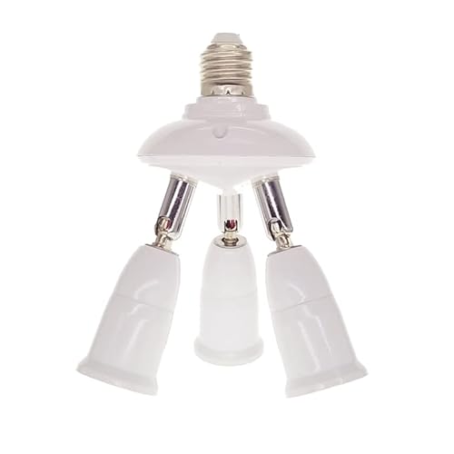 Tyenaza E27-Glühbirnen-Sockel-Adapter, Splitter auf 3 Köpfe, Verstellbare Winkel, Innen- Und Außenbereich Für Deckenleuchte Oder Lampe von Tyenaza