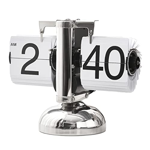 Retro-Flip-Uhr, Flip Schreibtischuhr Vintage Tischuhr Minimalist-Einfuß-mechanische Auto-Flip-Uhr Edelstahl Tischuhr Mit Digitalanzeige Für Das Wohnzimmer zu Hause(Weiß) von Tyenaza