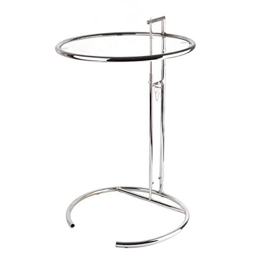 Tyenaza Hebe-Couchtisch, Retro-Stil, transparent, runde Form, kompakt, Metall, Glas, dekorativer praktischer Couchtisch von Tyenaza