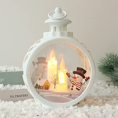 Tyenaza LED-Flammenlose Kerzen, Kerzenlicht, rund, Retro, kleines Glas, Kunststoff, LED-Element, Weihnachtskerzendekoration, elektrische gefälschte Teelichtkerzen für Zuhause, (Weißer Schneemann) von Tyenaza