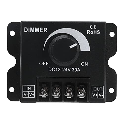 Tyenaza LED Schalter Dimmer, DC 12V-24V 30A PWM Unicolor Einkanal Dimmer Controller, Lichtschalter Dimmer Controller mit Einstellbarer Helligkeit für LED Streifen Licht von Tyenaza