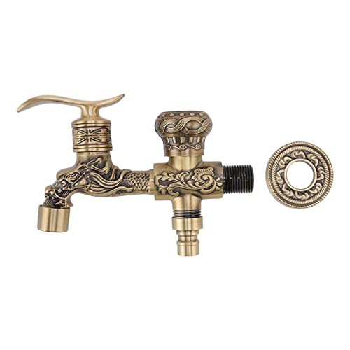 Messing-Wasserhahn, Wand im Waschbecken Wasserhahn Antiker Drache geschnitzt 2 Griffe 1-Loch-einzelner Kaltwasserhahn mit Dekorationsabdeckung für Waschbeckentheke Messing-Wasserhahn, Wand im Waschbecken Wasserhahn Antiker Drache geschnitzt 2 Griffe 1-Loch-einzelner Kaltwasserhahn mit Dekorationsabdeckung für Waschbeckentheke von Tyenaza