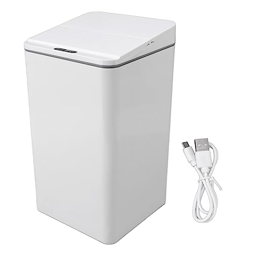 Tyenaza Mini-Desktop-Mülleimer Mit Deckel, 9 L, Intelligenter Induktions-Mülleimer, USB-Aufladung, Automatischer Kleiner Mülleimer Für Badezimmer, Kommode, Schlafzimmer, Büro, Wohnmobil(Weiß) von Tyenaza