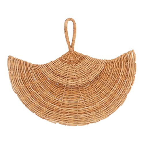 Tyenaza Rattan-Fächer-Wanddekoration, 32 X 37 cm, Handgefertigt, Nordeuropäischer Stil, Gewebte Hängende Rattan-Wanddekoration Für Wohnzimmer, Schlafzimmer(Wahre Farbe) von Tyenaza