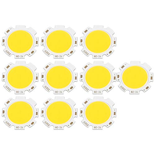 Tyenaza SMD-Chip-Leuchten, runde COB-LED-Leuchten 3W DC 9-11V SMD-Chip-Leuchten 10 Stück LED-Chip-Birne, für Dekorationslicht-Lampenbeleuchtung(warmes Licht 3000K) von Tyenaza