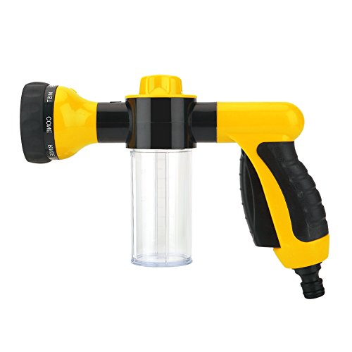 Tyenaza Garten Spritzpistole Schaumsprüher, handbrause garten Schlauchdüse Hochdruck Wasserpistole zum Gießen von Pflanzen, foam sprayer Autowäsche und Duschen von Haustieren(Gelb) von Tyenaza