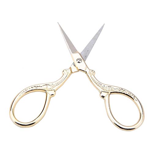 Tyenaza Embroidery Scissors, Deko Schere, Gold Schere Vintage, Nähschere Scharfe Spitze Edelstahl Vintage Europäische DIY Werkzeuge Schneiderschere für Stoffstickerei Handarbeiten(Gold) von Tyenaza