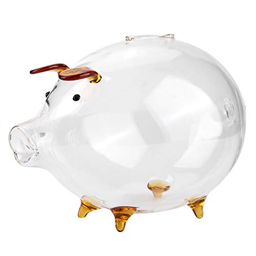Tyenaza Transparenter Glasschwein-Münzensparer, kleines transparentes Sparschwein Spardose Dekoration Kindergeschenk von Tyenaza