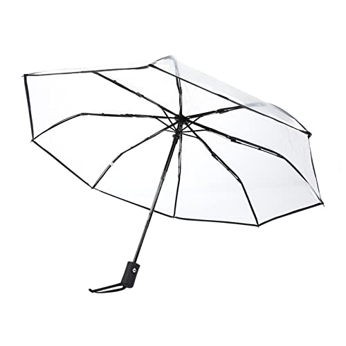 Tyenaza Transparenter Regenschirm, Transparent Durable Faltschirme Dreifach gefaltet Modisch für das Reisegeschäft für den täglichen Gebrauch(Rand Schwarz) von Tyenaza