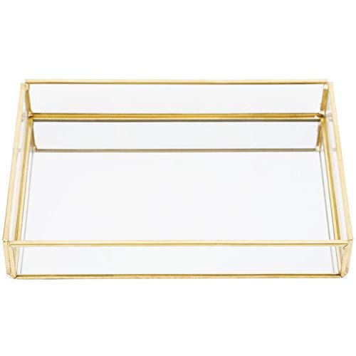 Tyenaza Vintage Metall Glas Aufbewahrungsbox Goldene Dekorative Box Schmuck Display für Aufbewahrungsarmband Hochzeit Geburtstagsgeschenk Badezimmer(M) von Tyenaza