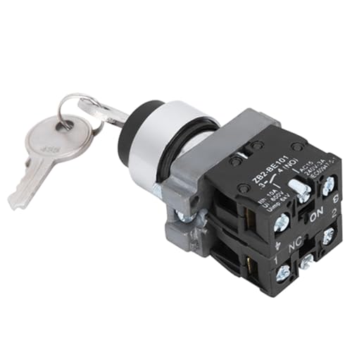 Tyenaza ZB2-BE102 Key Lock Switch, 2 Positionen Antioxidans Guter Leitfähigkeitsschalter Lock-Eisen-Basis-Material Selbstverriegelungsbetrieb von Tyenaza