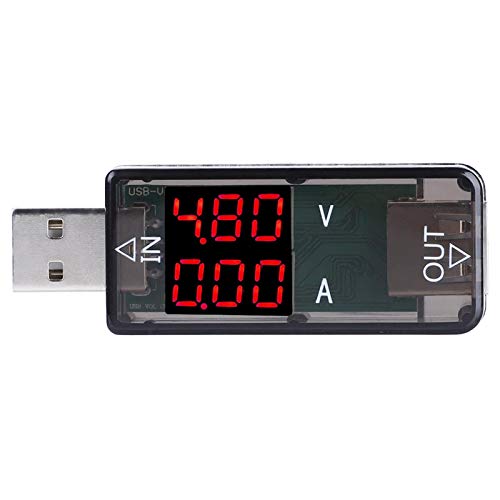 USB Tester Messgerät,Multifunktionaler Elektrischer Tester, USB-Farb-LCD-Voltmeter Amperemeter Strommessgerät Ladegerät USB-Tester mit zwei USB-Anschlüssen (Schwarz) von Tyenaza
