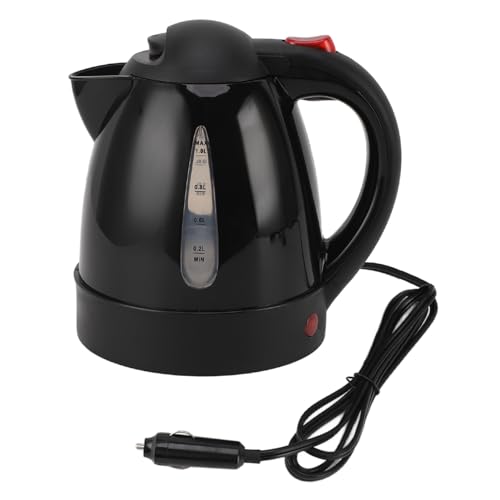 Wasserkocher, 250 W, Tragbarer Auto-Wasserkocher Mit Zigarettenanzünder, Roadtrip, 24 V, LKW, Beheiztes Wasser, Tee, Kaffee, Wasserkocher, Automatische Abschaltung, 1000 Ml, Schwarz von Tyenaza