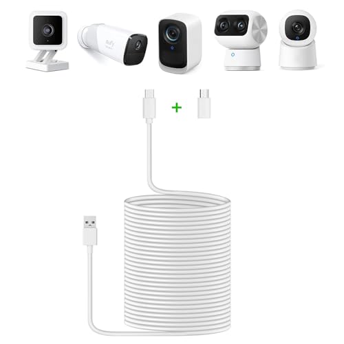 5,2 m/5,2 m, 8 m, 10,4 m/10,4 m, Micro-USB & USB Typ C 2-in-1 Kamera-Netzkabel, kompatibel mit Eufy/Wyze Kamera, Ladekabel für Wyze Cam Pan V4/V3/V2, Eufycam 2/2C, SoloCam E20/E40 5,2 m/5,2 m, 8 m, 10,4 m/10,4 m, Micro-USB & USB Typ C 2-in-1 Kamera-Netzkabel, kompatibel mit Eufy/Wyze Kamera, Ladekabel für Wyze Cam Pan V4/V3/V2, Eufycam 2/2C, SoloCam E20/E40 von Tyeyober
