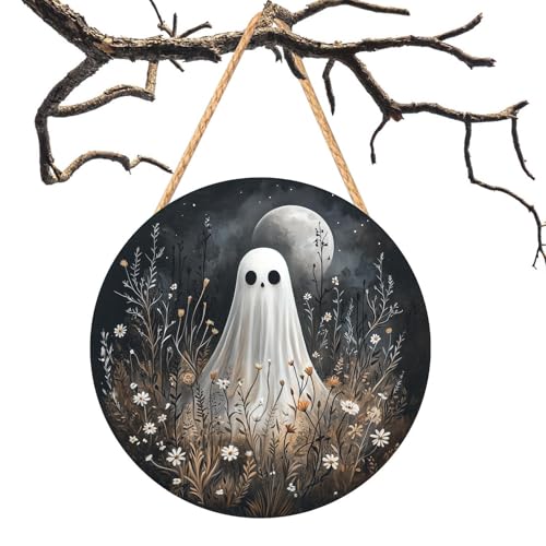 Tyinerc Halloween Türschild Für Haustür,2D Happy Halloween Holzschild | Piraten Kapitän Geisterhaus Weißgeist Kürbis Grusel Dekoration für Herbstfest Party Flur Gothic Hochzeitseingang Tor von Tyinerc