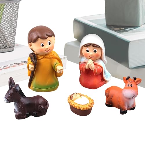 Tyinerc Krippenfiguren-Set,Krippensets & Figuren - Tisch Heilige Familie Weihnachtsornament, 5er-Set - Kleine Miniaturstatue der Heiligen Familie, religiöse Feiertagsartikel für Festliche Dekoration Tyinerc Krippenfiguren-Set,Krippensets & Figuren - Tisch Heilige Familie Weihnachtsornament, 5er-Set - Kleine Miniaturstatue der Heiligen Familie, religiöse Feiertagsartikel für Festliche Dekoration von Tyinerc