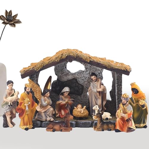 Tyinerc Weihnachtskrippe,12 Teile/Satz Harz Weihnachtsfiguren Krippe Set | Heilige Familie Crafts Statue Decor, Home Living Room Church Dekoration Tyinerc Weihnachtskrippe,12 Teile/Satz Harz Weihnachtsfiguren Krippe Set | Heilige Familie Crafts Statue Decor, Home Living Room Church Dekoration von Tyinerc