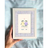 Personalisierte Frosch Paar Druck | Benutzerdefinierte Illustration Verlobung Jahrestag Graduierung Hochzeit Valentinstag Freundschaft von TykkyDyw