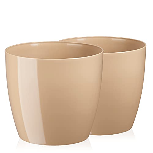 Tymar Blumentopf, 2er-Pack, Runde Form, Übertopf (Beige, ø 16 cm) von Tymar