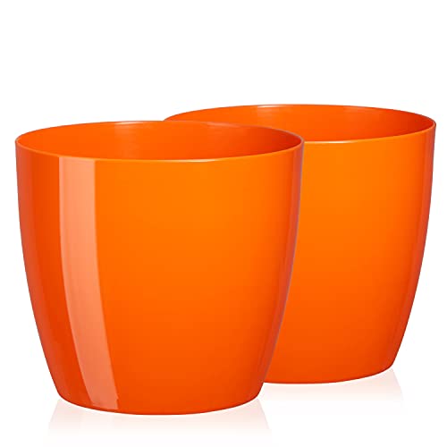Tymar Blumentopf, 2er-Pack, Runde Form, Übertopf (Orange, ø 14 cm) von Tymar
