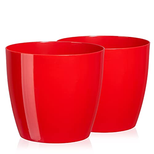 Tymar Blumentopf, 2er-Pack, Runde Form, Übertopf (Rot, ø 14 cm) von Tymar