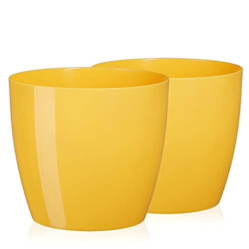 Tymar Blumentopf, 2er-Pack, Runde Form, Übertopf (Gelb, ø 28 cm) von Tymar