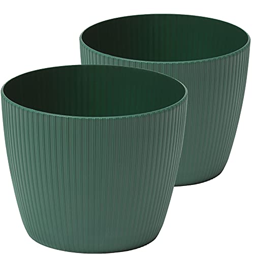 Tymar Blumentopf, 2er-Pack, Runde Form, Übertopf ((2pack) Avocado, ø 10 cm) von Tymar