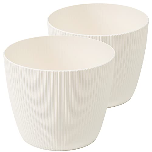 Tymar Blumentopf, 2er-Pack, Runde Form, Übertopf ((2pack) Creme, ø 10 cm) von Tymar