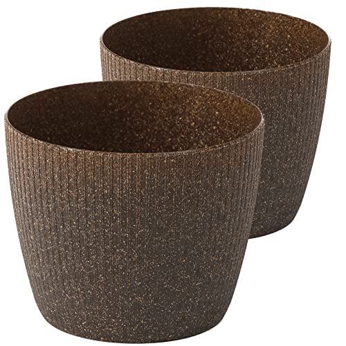 Tymar Blumentopf, 2er-Pack, Runde Form, Übertopf ((2pack) Espresso, ø 13,5 cm) von Tymar