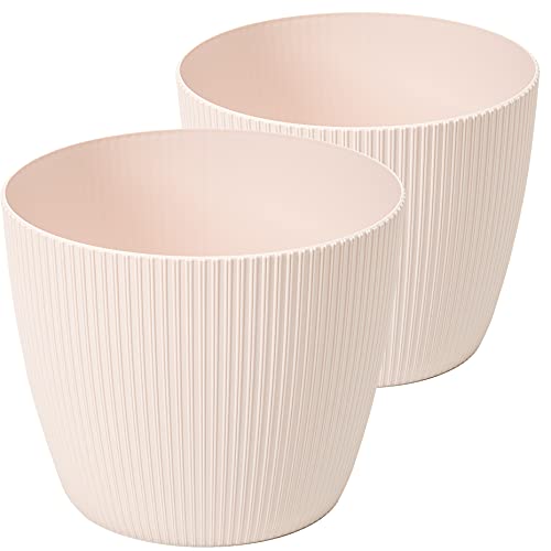 Tymar Blumentopf, 2er-Pack, Runde Form, Übertopf ((2pack) Puder Rosa, ø 18 cm) von Tymar