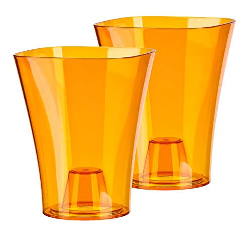 Tymar Orchideentopf Übertopf, 2er-Pack, transparent, Blumentopf, Blumenkübel für Orchidee, Pflanzentopf aus Kunststoff, Moderne, schlanke, Quadratische Form, ORCHPS001 (Orange Transpartent, ø 12 cm) von Tymar