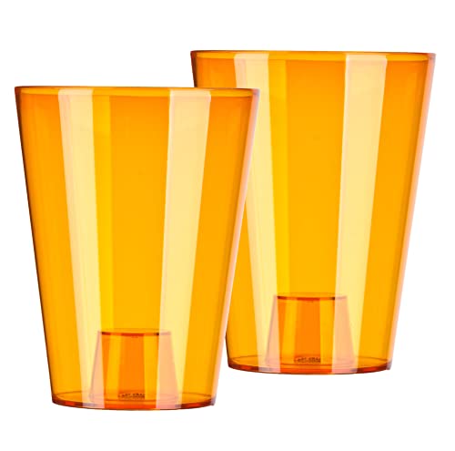 Tymar Orchideentopf Übertopf, 2er-Pack, transparent, Blumentopf, Blumenkübel für Orchidee, Pflanzentopf aus Kunststoff, Moderne, schlanke, Runde Form, STOOKPS001 (Orange Transpartent, ø 12 cm) von Tymar