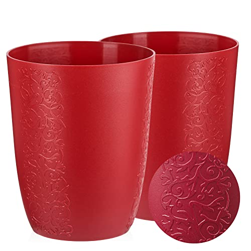 Tymar Blumentopf, 2er-Pack, Orchideentopf, Blumenkübel für Orchidee, Pflanzentopf aus Kunststoff, Moderne, schlanke, Runde Form (Rot, ø 16 cm) von Tymar