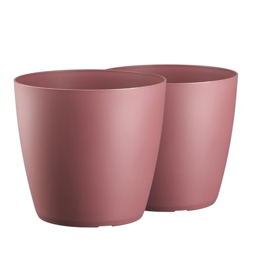 Tymar Blumentopf, 2er-Pack, Pflanzentopf aus Kunststoff, Moderne, matt, Runde Form (Marsala, ø 30 cm) von Tymar