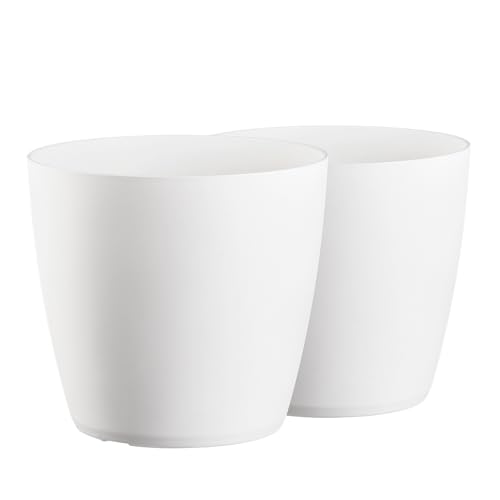 Tymar Blumentopf, 2er-Pack, Pflanzentopf aus Kunststoff, Moderne, matt, Runde Form (Weiß2, ø 40 cm) von Tymar