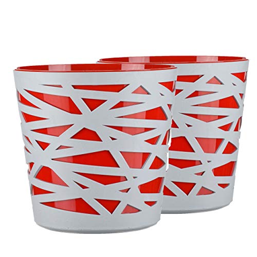 Tymar Blumentopf, 2er-Pack, runde Form, Übertopf (ø 15cm, Rot) von Tymar