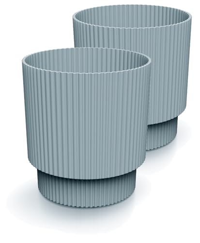 Tymar Blumentopf, Übertopf, 2er-Pack, Runde Form (DBMIN Grau, ø 20 cm) von Tymar