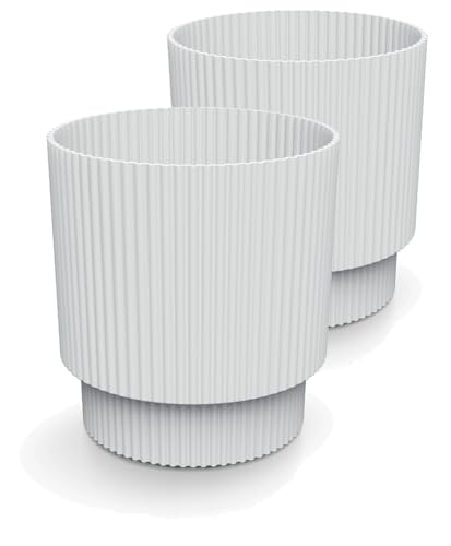 Tymar Blumentopf, Übertopf, 2er-Pack, Runde Form (DBMIN Weiß, ø 17 cm) von Tymar