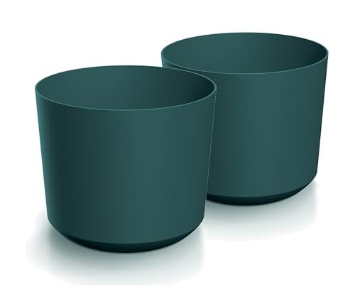 Tymar Blumentopf,Übertopf, 2er-Pack, Blumenübertopf aus Kunststoff, Matte, Runde Form (ø 13 cm, (2pack) Ozean) von Tymar