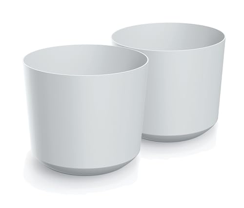 Tymar Blumentopf,Übertopf, 2er-Pack, Blumenübertopf aus Kunststoff, Matte, Runde Form (ø 20 cm, (2pack) Weiß) von Tymar