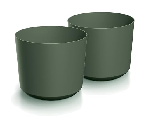 Tymar Blumentopf,Übertopf, 2er-Pack, Blumenübertopf aus Kunststoff, Matte, Runde Form (ø 18 cm, (2pack) Grün) von Tymar