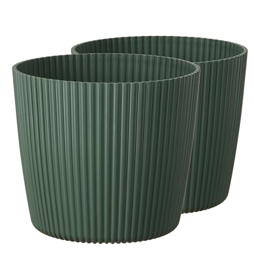 Tymar Blumentopf,Übertopf, 2er-Pack, Runde Form ((2pack) Grün, ø 17 cm) von Tymar