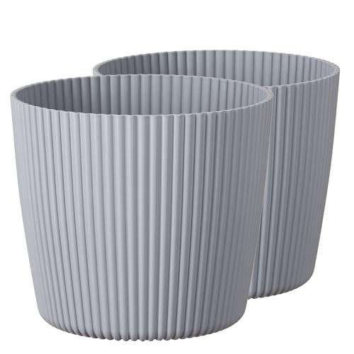 Tymar Blumentopf,Übertopf, 2er-Pack, Runde Form ((2pack) Hellgrau, ø 11 cm) von Tymar