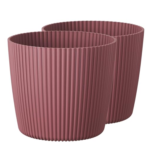 Tymar Blumentopf,Übertopf, 2er-Pack, Runde Form ((2pack) Marsala, ø 24 cm) von Tymar