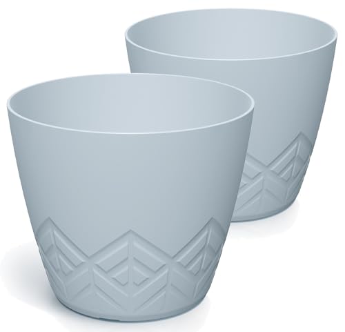 Tymar Blumentopf – Stilvoller Übertopf mit modernem Muster, 2pack, blumenübertopf_ARECO (Grau; ø 14 cm) von Tymar